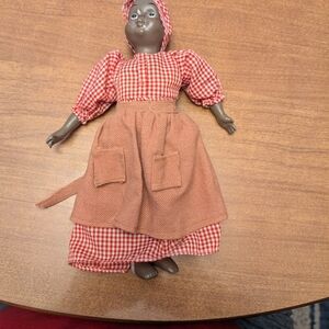 Vintage Style Doll with Red and Brown Outfit